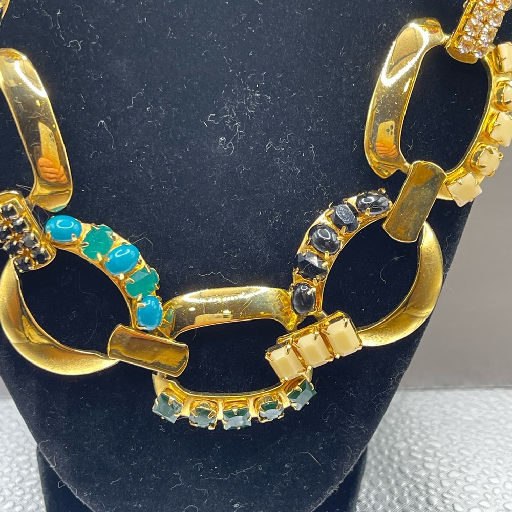 Kate Spade RARE stunning gold link necklace with colored stones - Picture 3 of 11